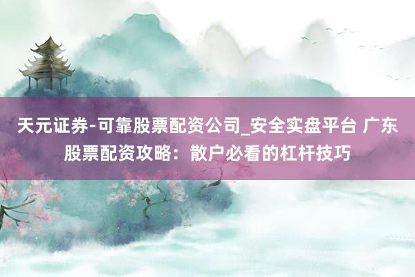 天元证券-可靠股票配资公司_安全实盘平台 广东股票配资攻略：散户必看的杠杆技巧